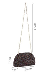 کیف مجلسی زنانه چند رنگ بند بلند زنجیری نگین‌دار  دری مد