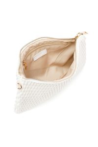 کیف مجلسی زنانه کرم طرح‌دار با بند زنجیری بلند دری مد