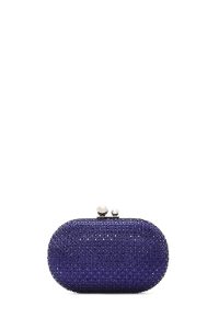 کیف مینی جعبه‌ای زنانه آبی بند بلند زنجیری نگین‌دار دری مد