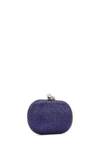 کیف مینی جعبه‌ای زنانه آبی بند بلند زنجیری نگین‌دار دری مد