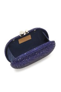 کیف مینی جعبه‌ای زنانه آبی بند بلند زنجیری نگین‌دار دری مد