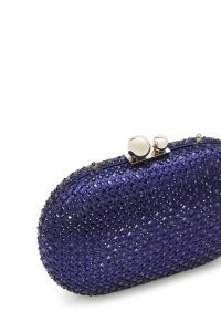 کیف مینی جعبه‌ای زنانه آبی بند بلند زنجیری نگین‌دار دری مد