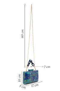 کیف مینی کلاچ زنانه سبز بند بلند زنجیری طرح‌دار دری مد