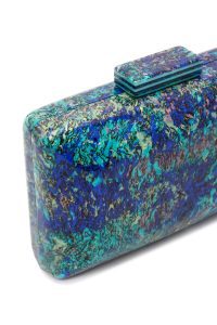 کیف مینی کلاچ زنانه سبز بند بلند زنجیری طرح‌دار دری مد