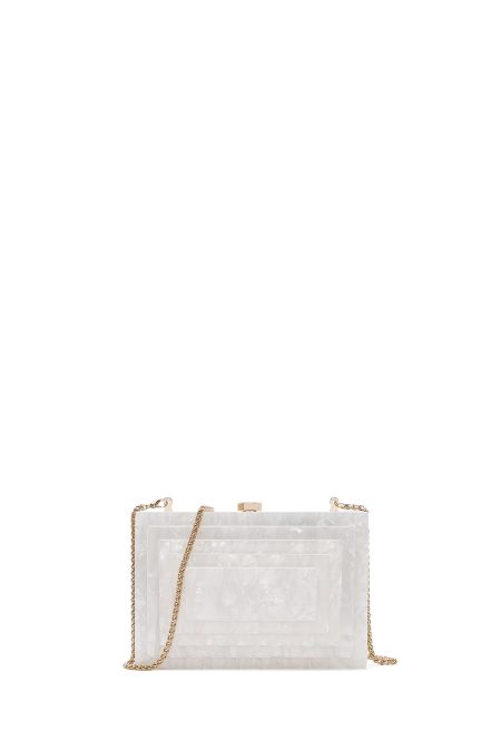 کیف مینی کلاچ زنانه سفید بند بلند دری مد