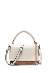 کیف کراس بادی زنانه بژ بلند کروکو طرح‌دار دری مد