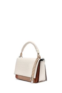 کیف کراس بادی زنانه بژ بلند کروکو طرح‌دار دری مد