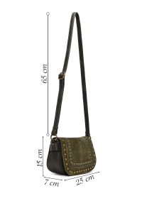 کیف کراس بادی زنانه خاکی بلند میخ‌دار جیر دری مد