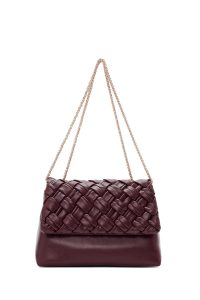 کیف کراس بادی زنانه زرشکی اند بلند زنجیر دار بافتی دری مد