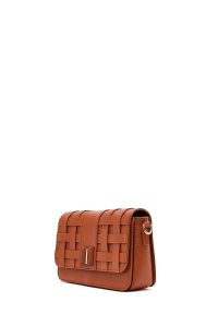 کیف کراس بادی زنانه قهوه‌ای بلند بافت کراس‌بادی دری مد