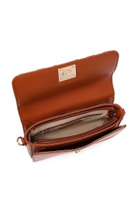 کیف کراس بادی زنانه قهوه‌ای بلند بافت کراس‌بادی دری مد