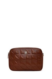 کیف کراس بادی زنانه قهوه‌ای بلند طرح‌دار دری مد