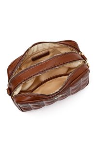 کیف کراس بادی زنانه قهوه‌ای بلند طرح‌دار دری مد