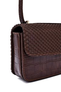 کیف کراس بادی زنانه قهوه‌ای بلند چاپی دری مد