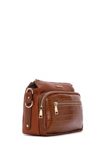 کیف کراس بادی زنانه قهوه‌ای بلند کروکو کراس‌بادی دری مد