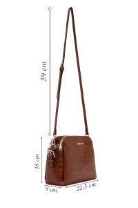 کیف کراس بادی زنانه قهوه‌ای بلند کروکو طرح‌دار دری مد