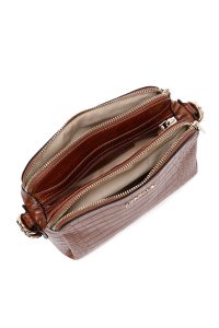 کیف کراس بادی زنانه قهوه‌ای بلند کروکو طرح‌دار دری مد