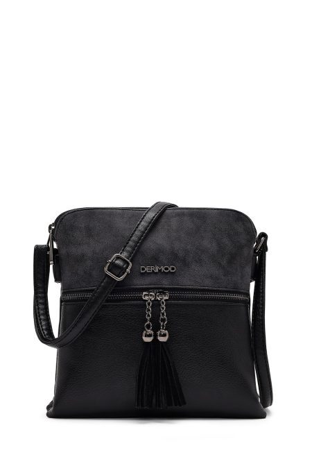 کیف کراس بادی زنانه مشکی بلند با جزئیات پاپیون دری مد