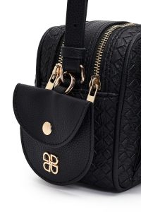 کیف کراس بادی زنانه مشکی بلند با جزئیات بافت دری مد