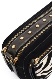 کیف کراس بادی زنانه مشکی بلند طرح‌دار دری مد