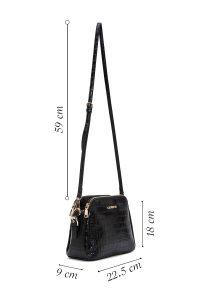 کیف کراس بادی زنانه مشکی بلند کروکو طرح‌دار دری مد