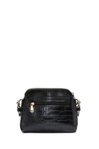 کیف کراس بادی زنانه مشکی بلند کروکو طرح‌دار دری مد