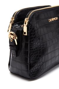 کیف کراس بادی زنانه مشکی بلند کروکو طرح‌دار دری مد