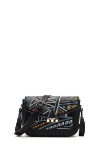 کیف کراس بادی زنانه مشکی طرح‌دار دری مد