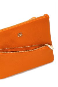 کیف کراس بادی زنانه چرم نارنجی بند بلند دری مد