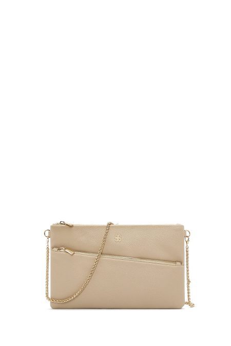 کیف کلاچ زنانه بژ بند بلند زنجیری دری مد