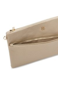 کیف کلاچ زنانه بژ بند بلند زنجیری دری مد