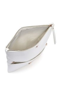 کیف کلاچ زنانه سفید بند بلند زنجیری بافتی دری مد