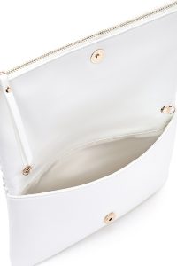 کیف کلاچ زنانه سفید بند بلند زنجیری بافتی دری مد