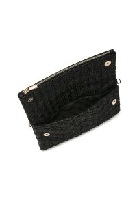 کیف کلاچ زنانه مشکی بند بلند زنجیری دری مد