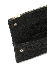 کیف کلاچ زنانه مشکی بند بلند زنجیری دری مد