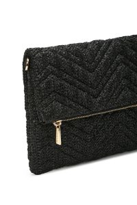 کیف کلاچ زنانه مشکی بند بلند زنجیری دری مد