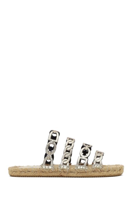 Kadın Altın Metalik Deri Terlik