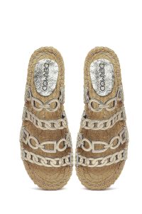 Kadın Altın Metalik Deri Terlik