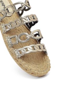 Kadın Altın Metalik Deri Terlik