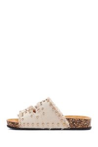 Kadın Bej Taş Detaylı Kumaş Terlik