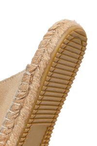 Kadın Bej Tokalı Süet Deri Espadril Terlik