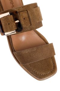 Kadın Bej Tokalı Süet Deri Terlik