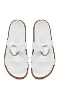 Kadın Beyaz Taşlı Terlik