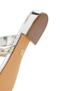 Kadın Gümüş Taşlı Metalik Terlik