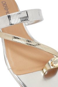 Kadın Gümüş Taşlı Metalik Terlik