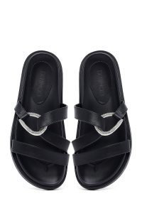 Kadın Siyah Taşlı Terlik