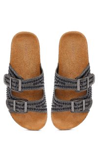 Kadın Siyah Taşlı Terlik