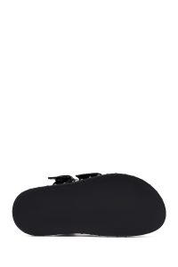 Kadın Siyah Tokalı Deri Terlik