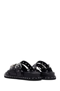 Kadın Siyah Tokalı Deri Terlik