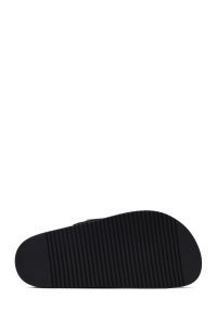 Kadın Siyah Tokalı Kalın Tabanlı Deri Terlik